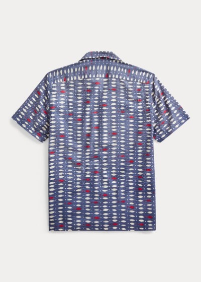 Men's Ralph Lauren Fish-Print Seersucker Shirts | 031285BDV